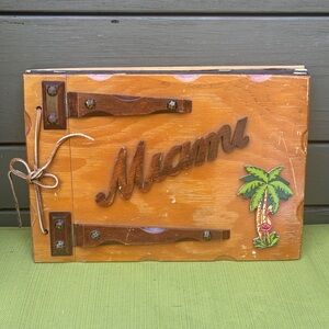 VINTAGE MIAMI WOOD PHOTO /SCRAPBOOK